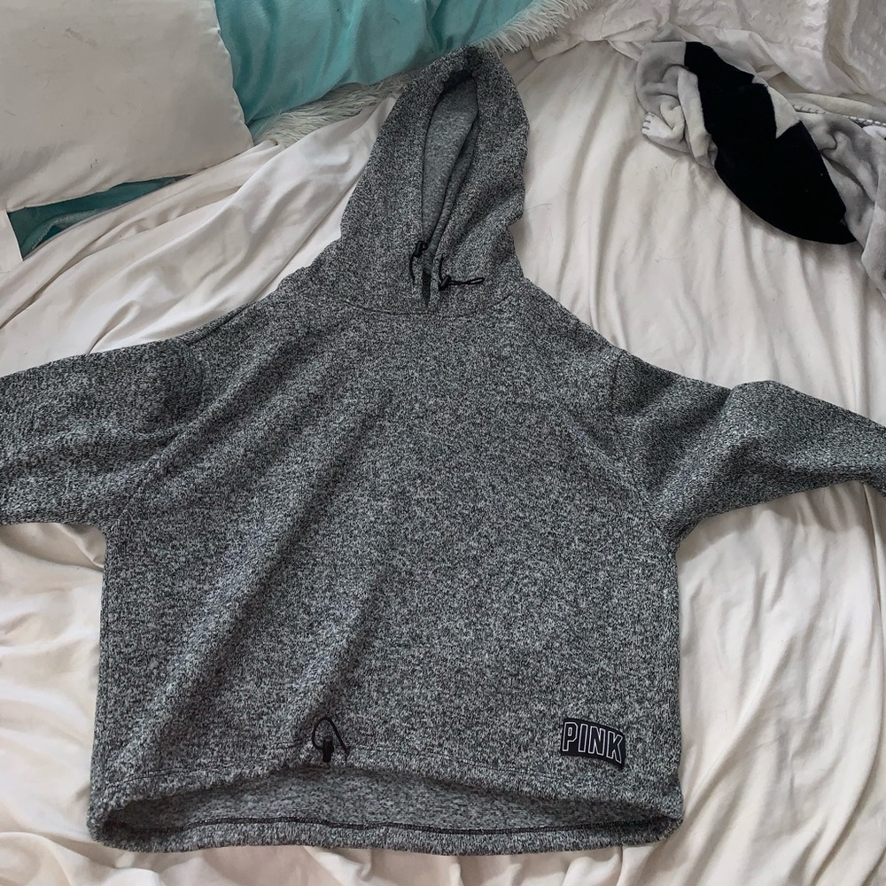 gray cropped vs pink hoodie
